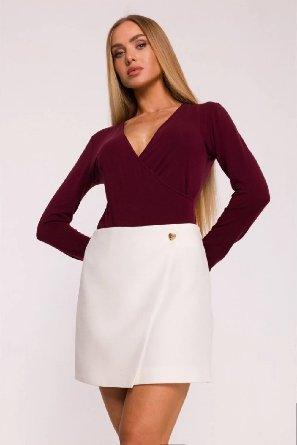 Jupe courte évasée beige