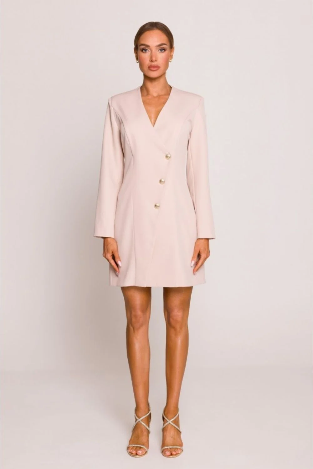 Robe oversize beige à manches longues – Image 2