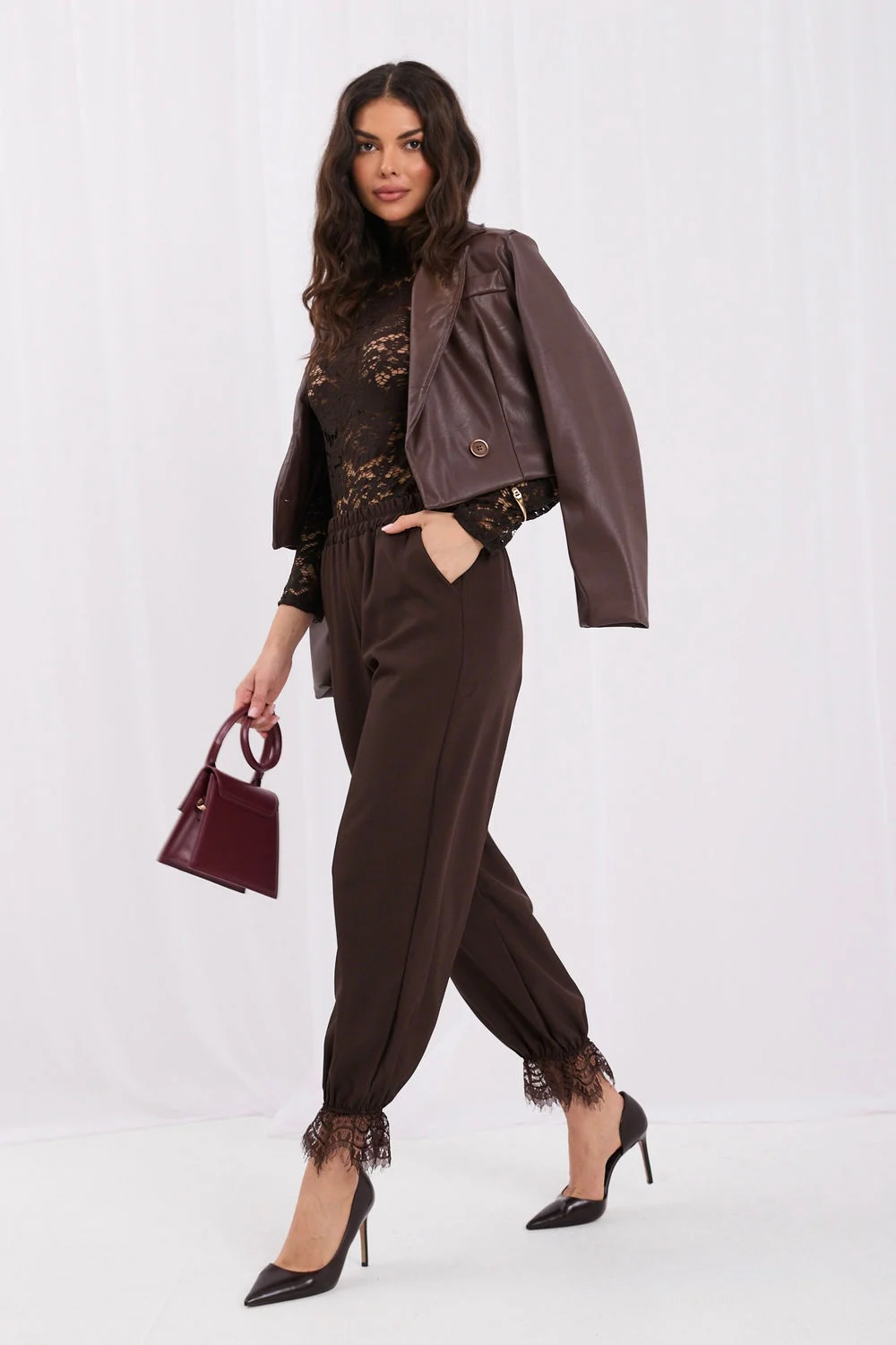 Pantalon brun en dentelle – Image 2