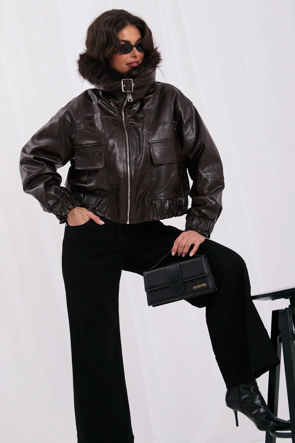 Veste en fausse fourrure brune