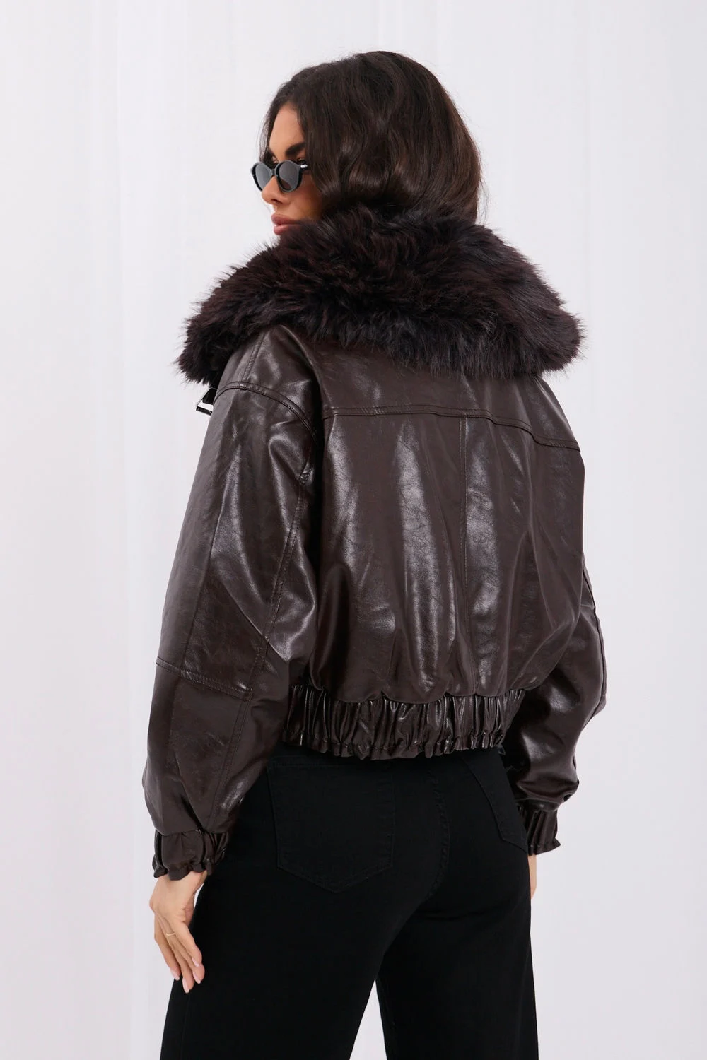 Veste en fausse fourrure brune – Image 2
