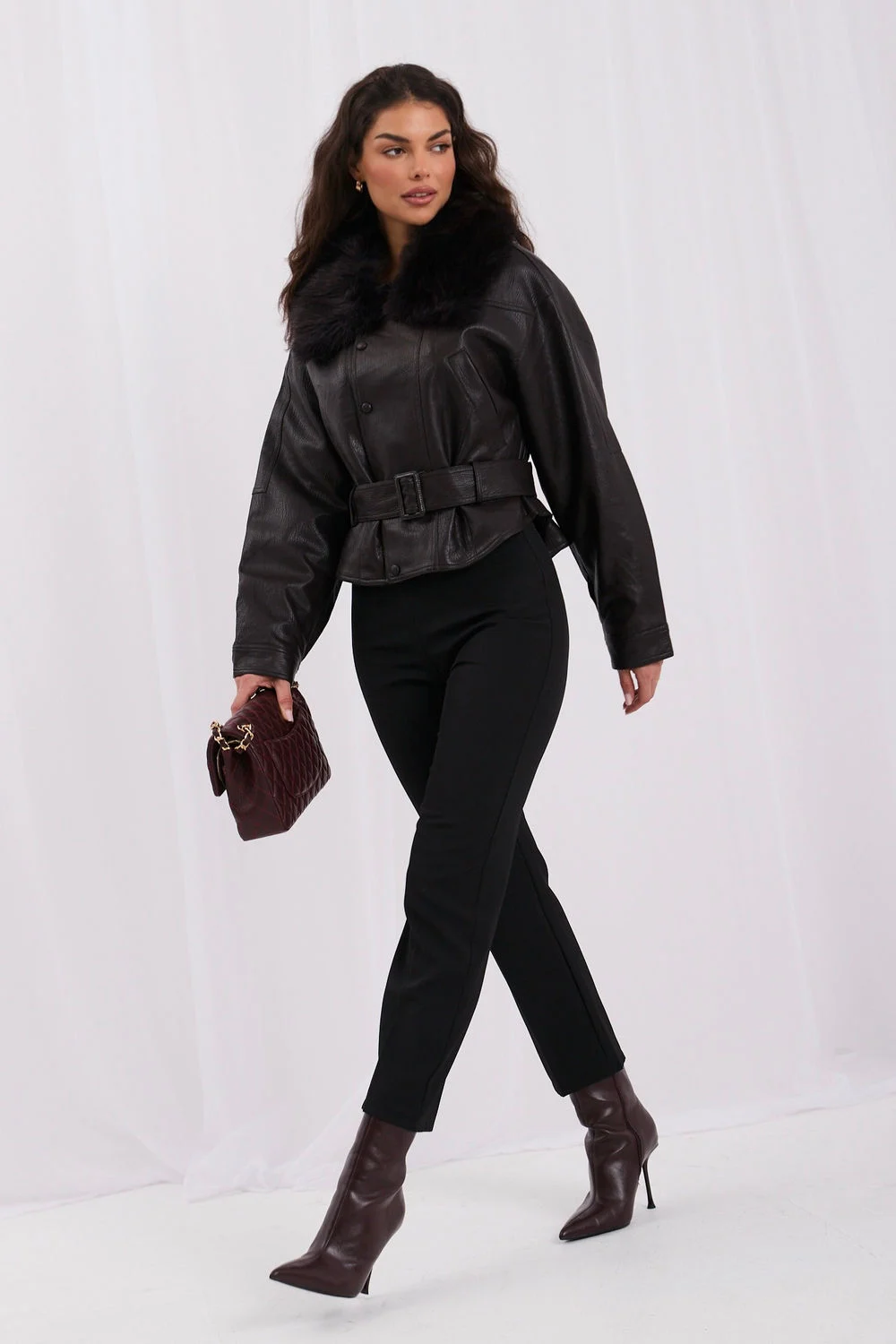 Veste en fausse fourrure brune – Image 2