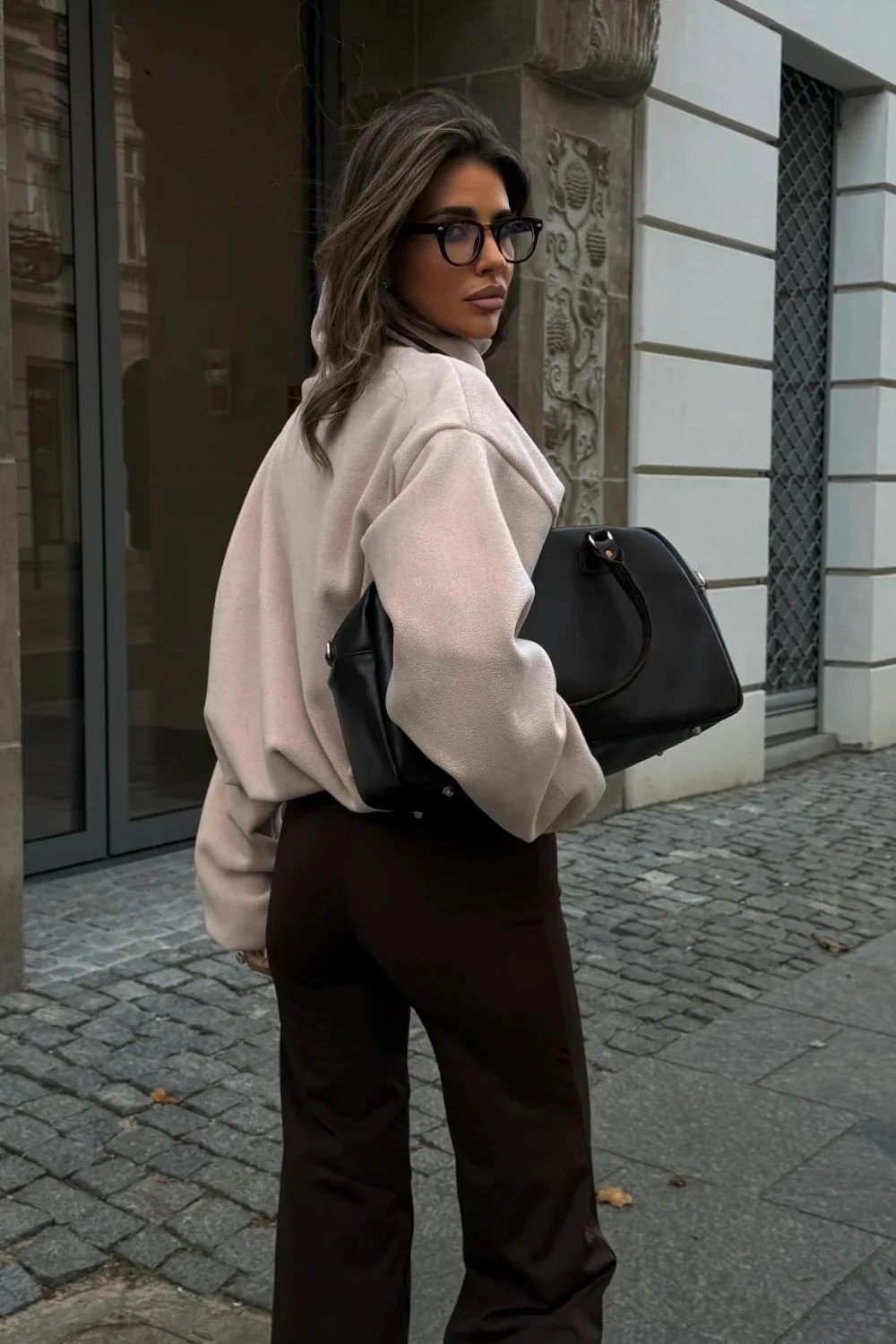 Sweatshirt beige en molleton – Image 3