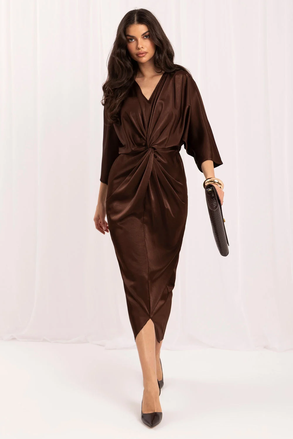 Robe de soirée midi brune