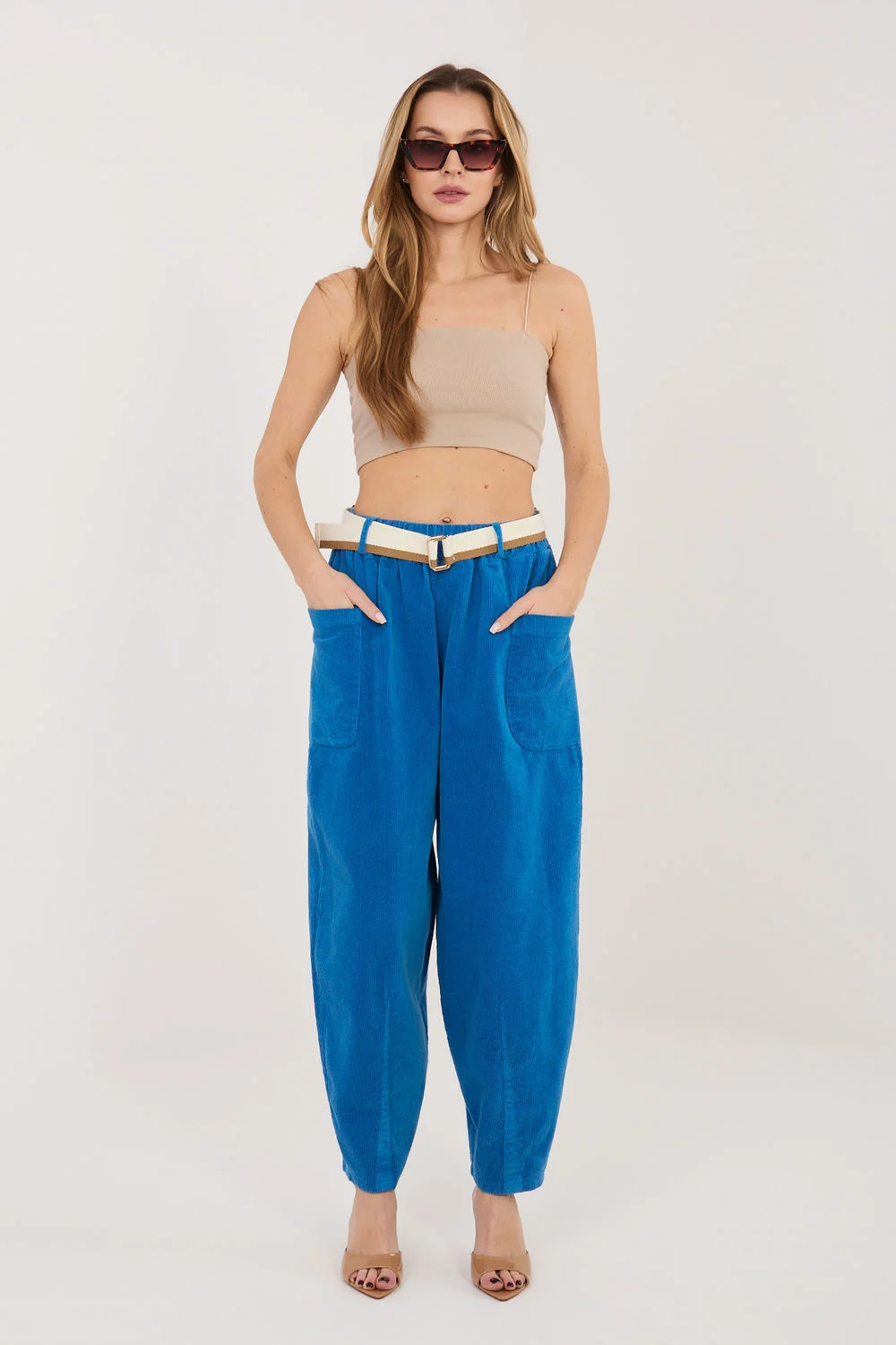 Pantalon en velours côtelé bleu