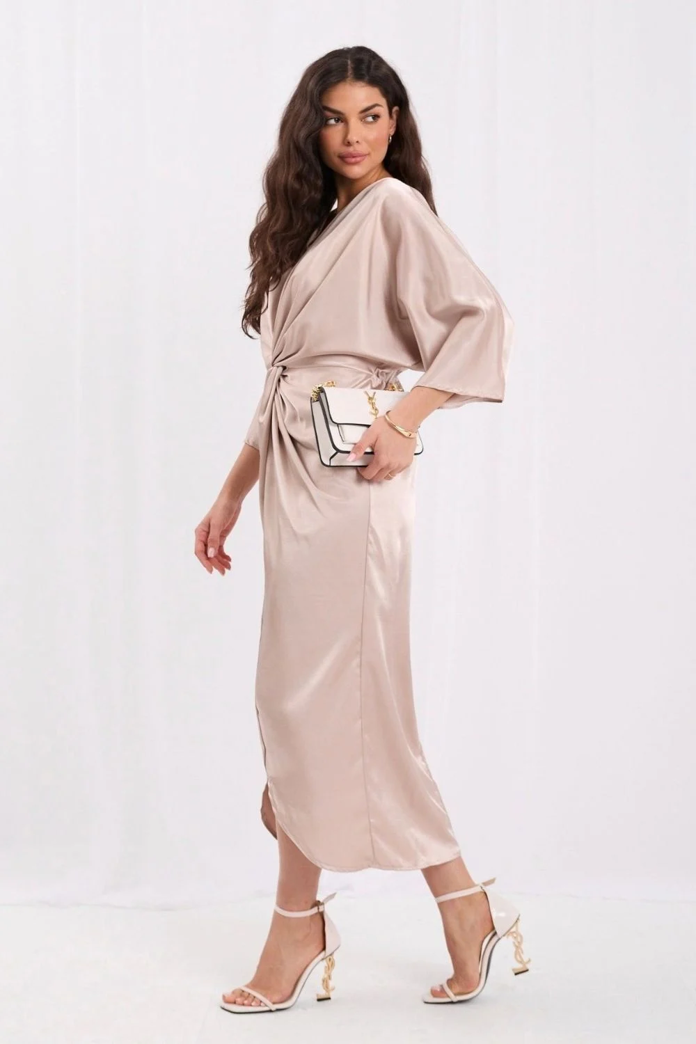 Robe de soirée midi beige – Image 2