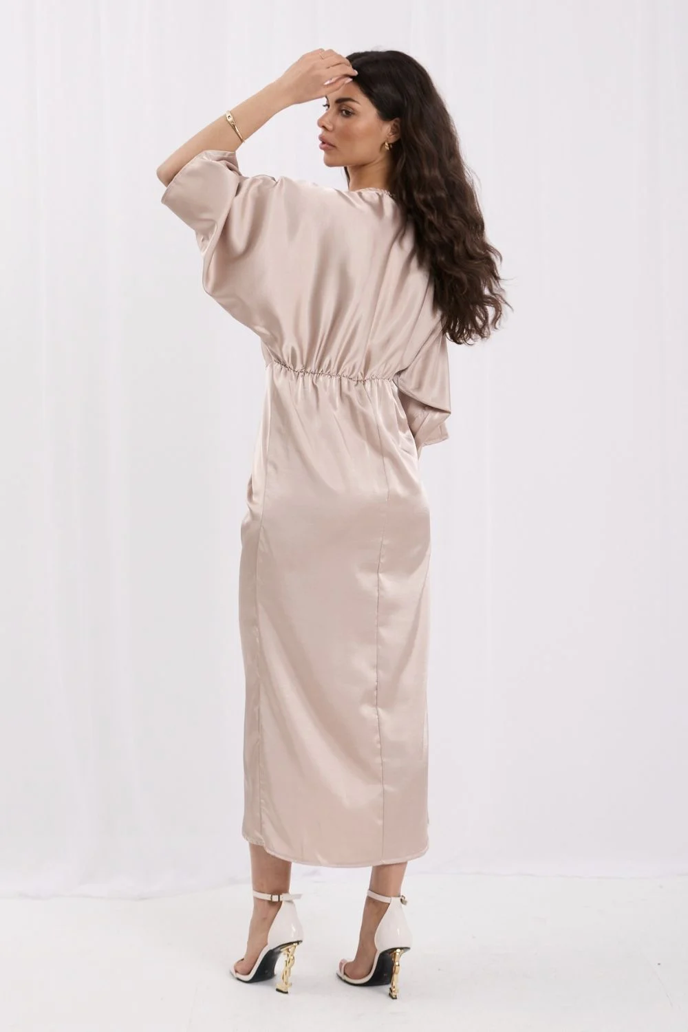 Robe de soirée midi beige – Image 3