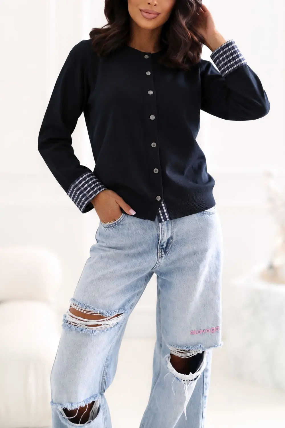 Cardigan bleu marine – Image 2