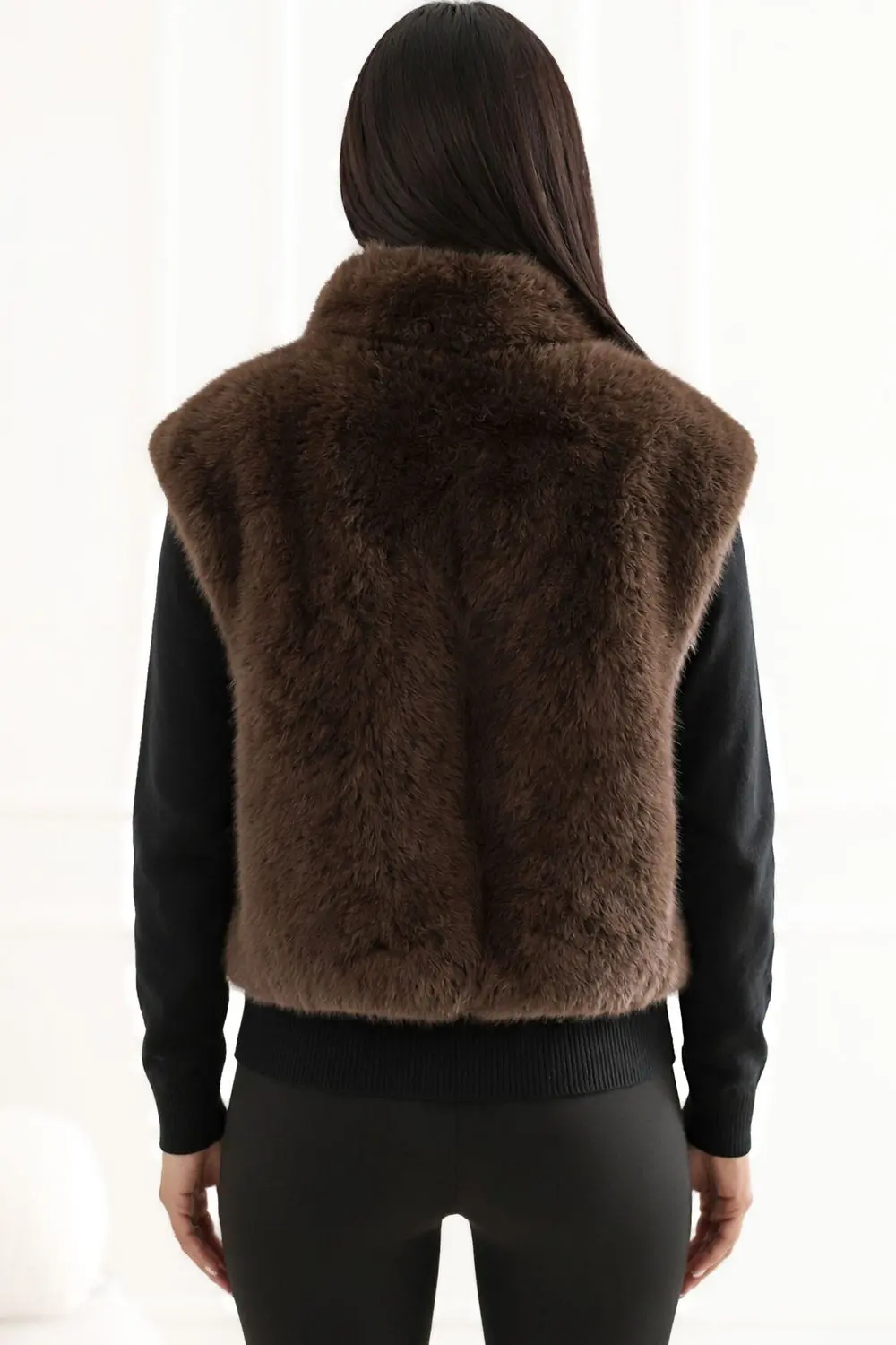 Gilet matelassé brun col montant – Image 2