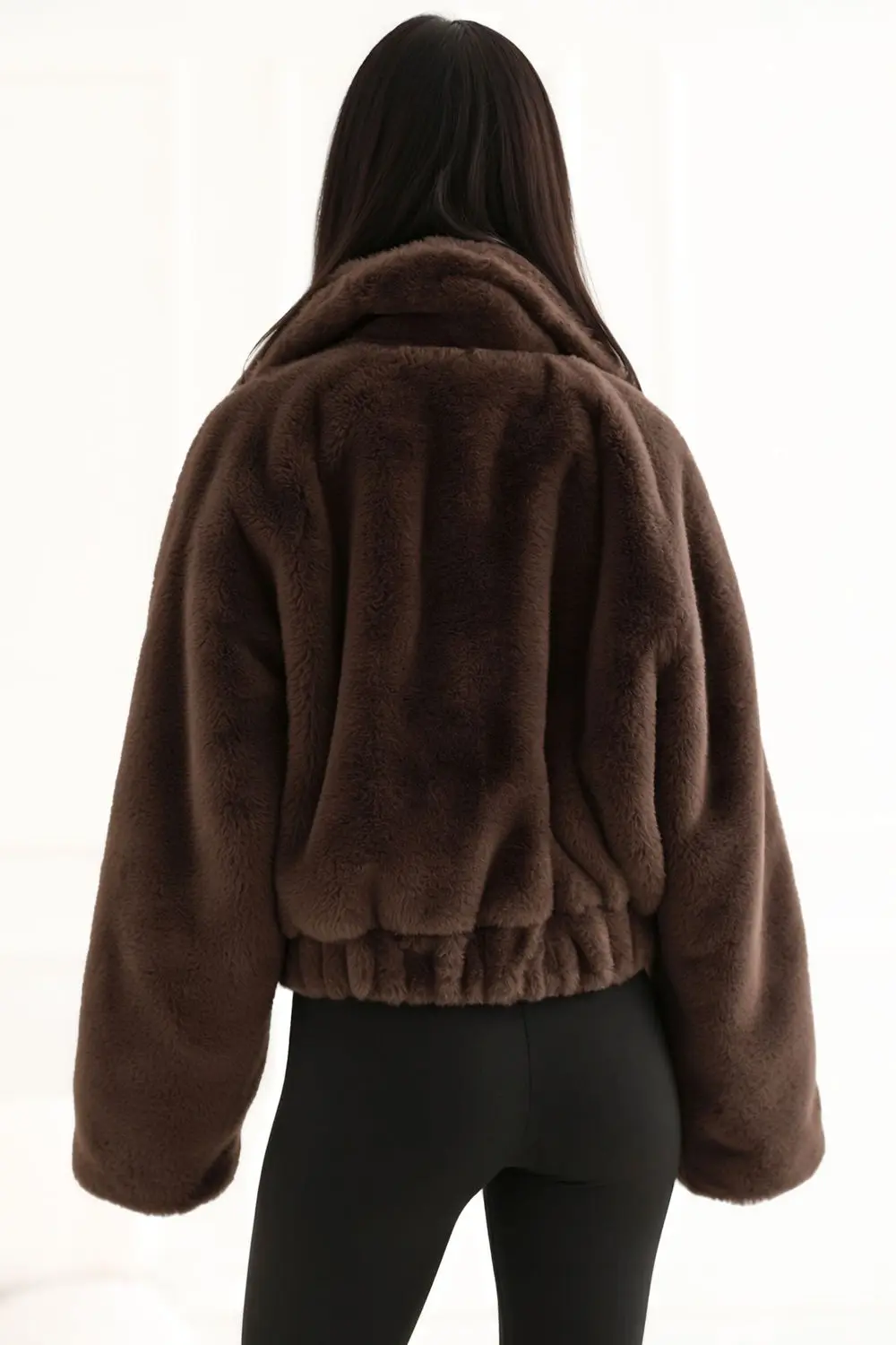 Veste en fausse fourrure brune – Image 3