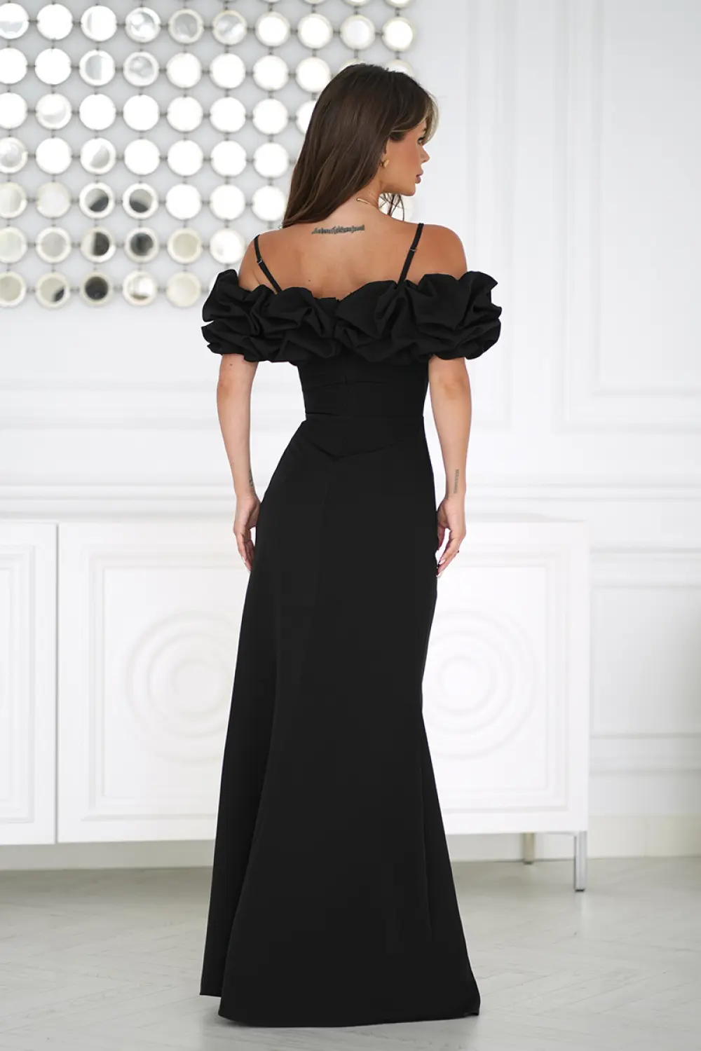 Robe longue noire fendue – Image 3