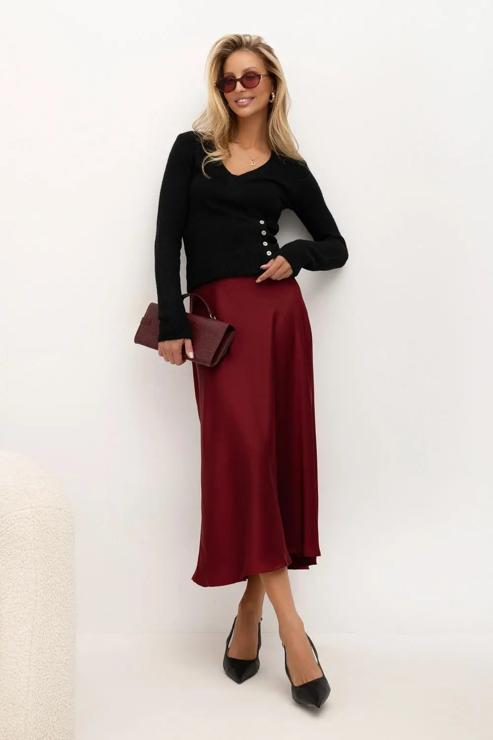 Jupe midi rouge