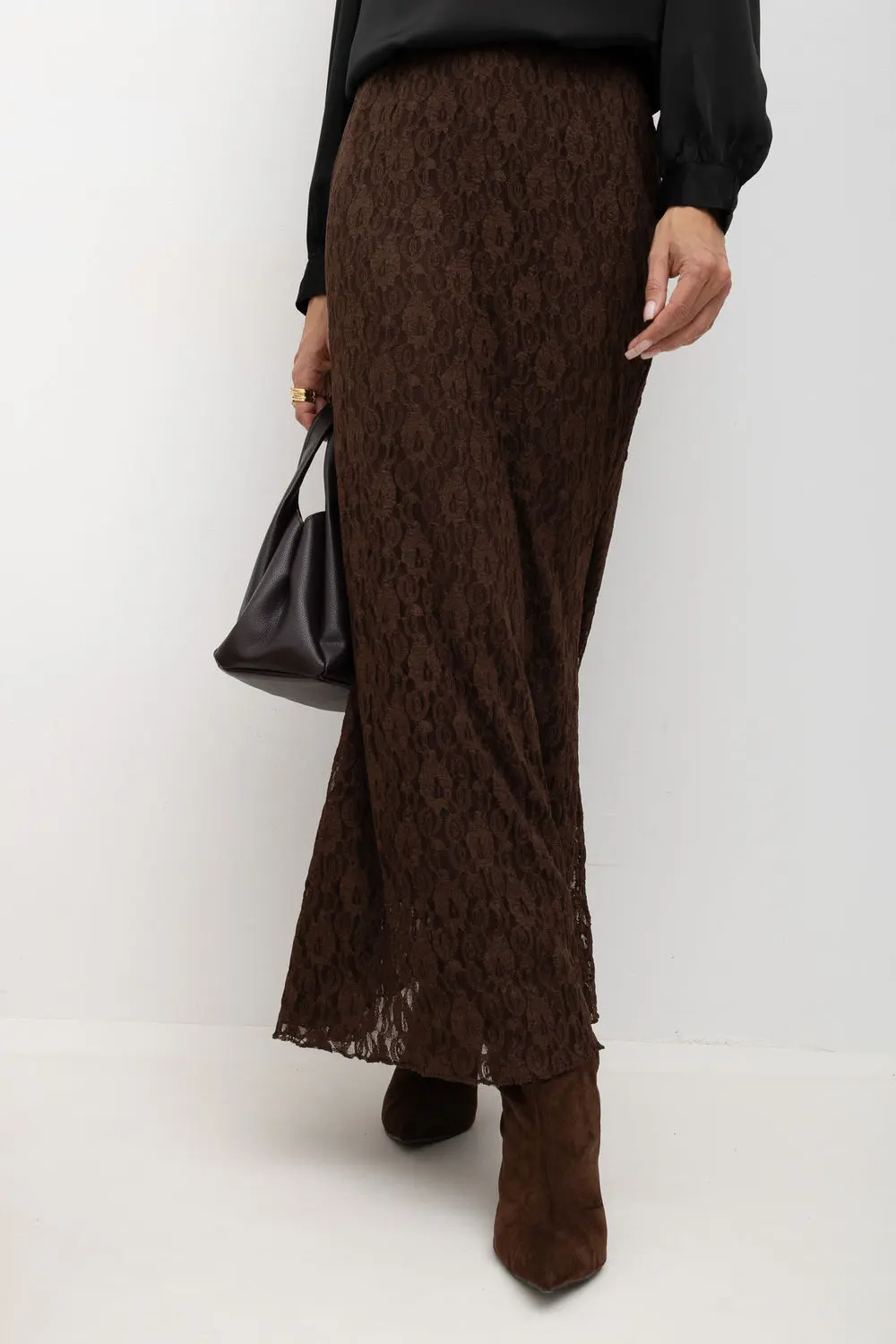 Jupe midi brune