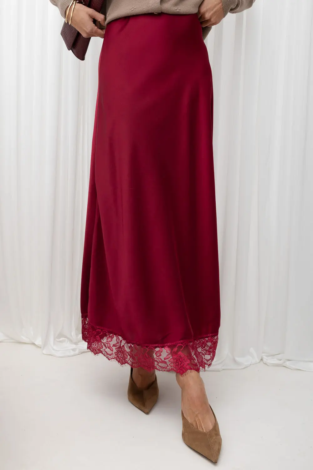 Jupe midi rouge