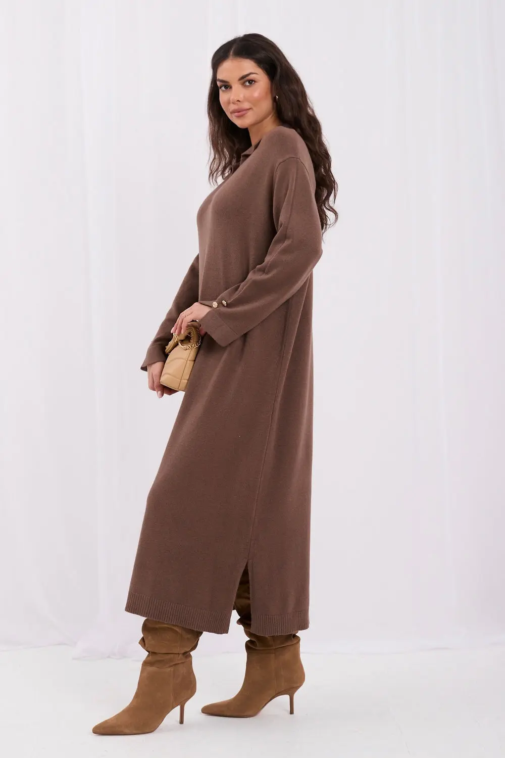 Robe midi oversize brune – Image 2