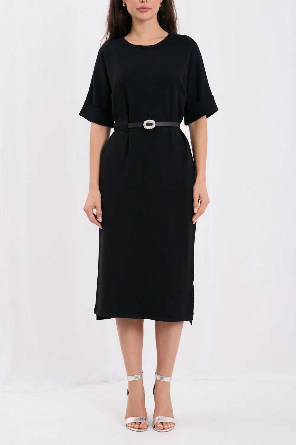 Robe midi droite noire