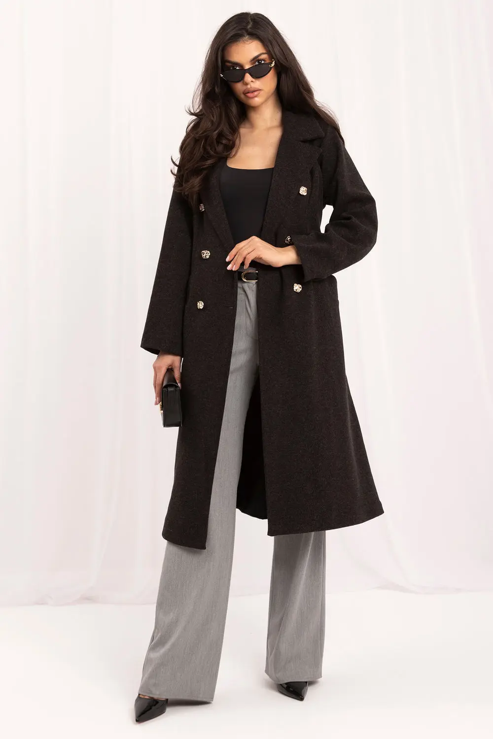Manteau gris à double boutonnage