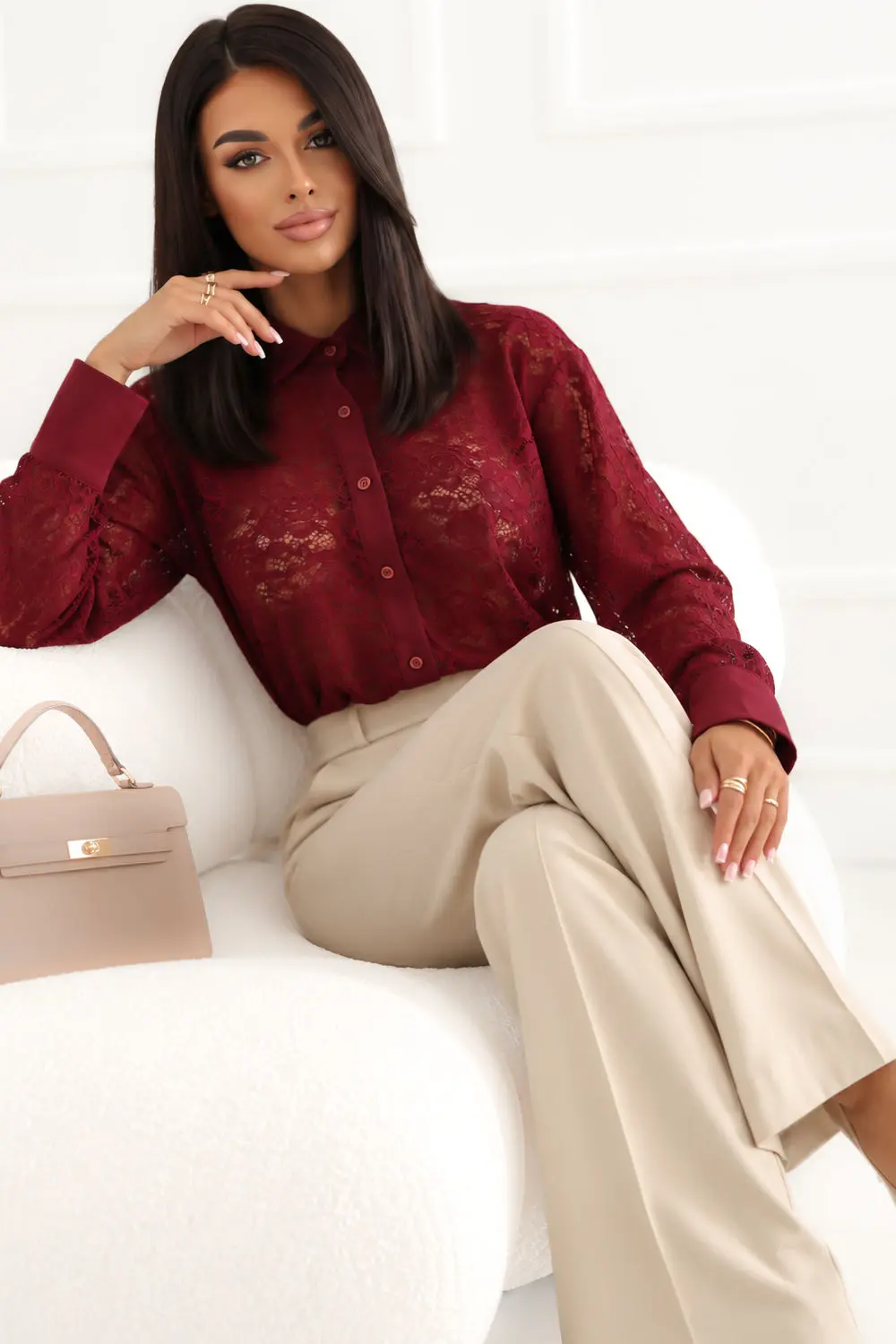 Chemise manche longue rouge