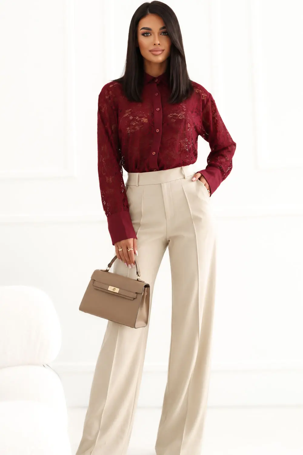 Chemise manche longue rouge – Image 2