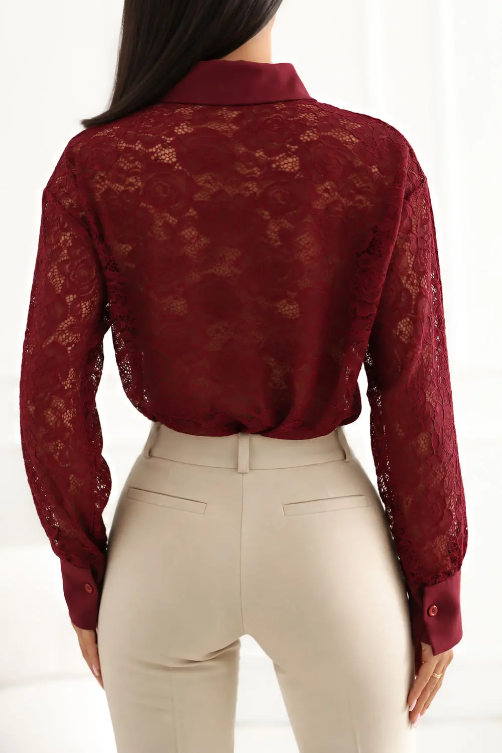 Chemise manche longue rouge – Image 3