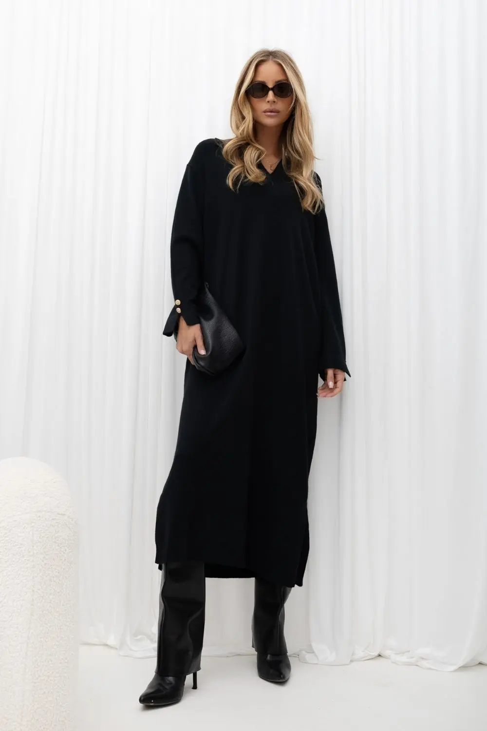 Robe midi oversize noire