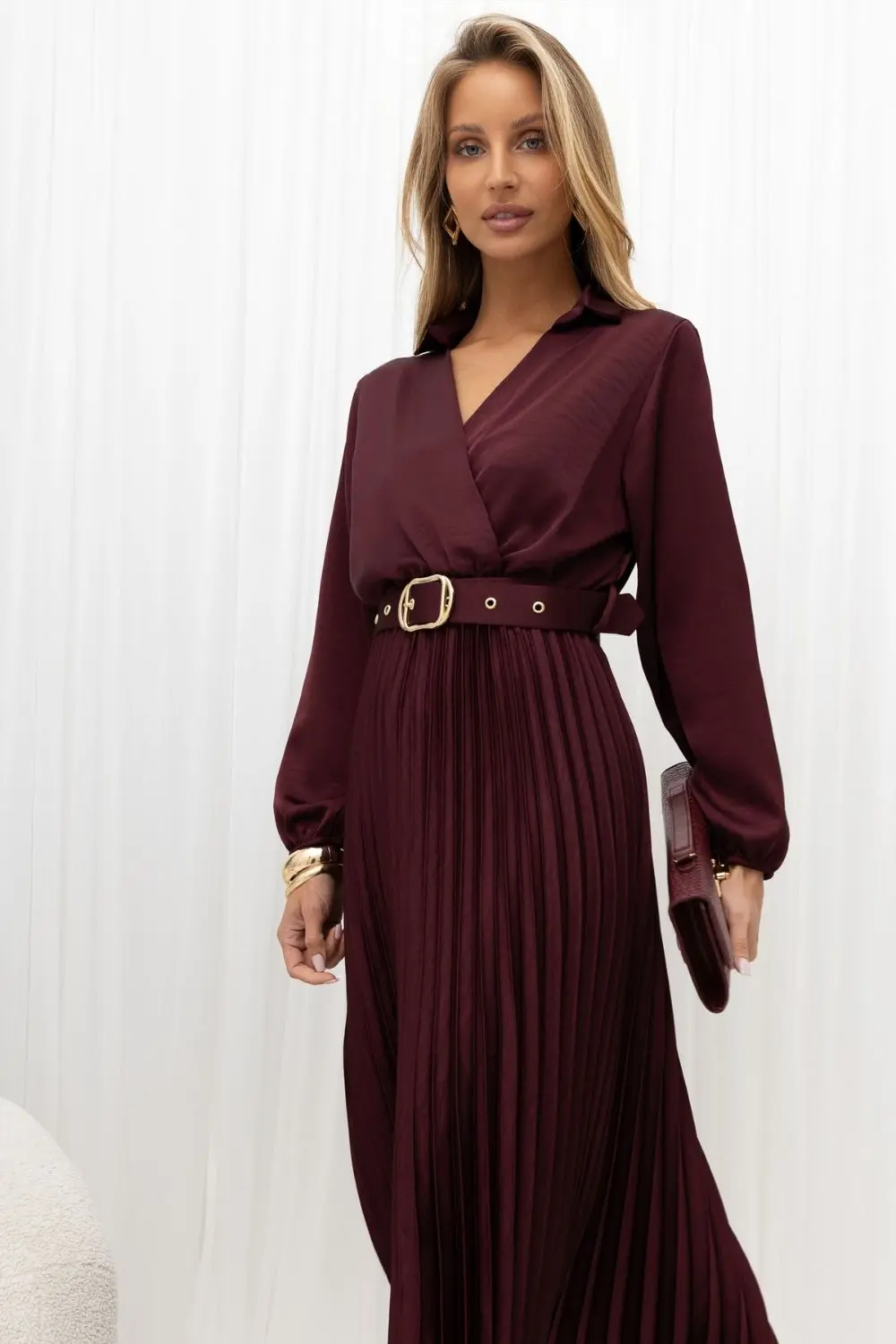 Robe portefeuille évasée rouge – Image 2