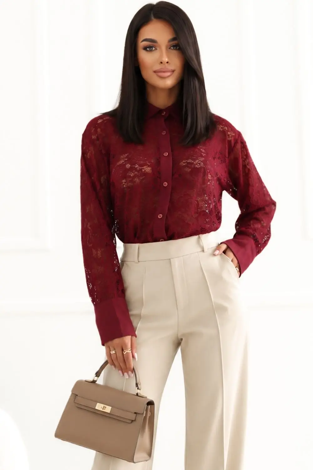 Chemise manche longue rouge – Image 4