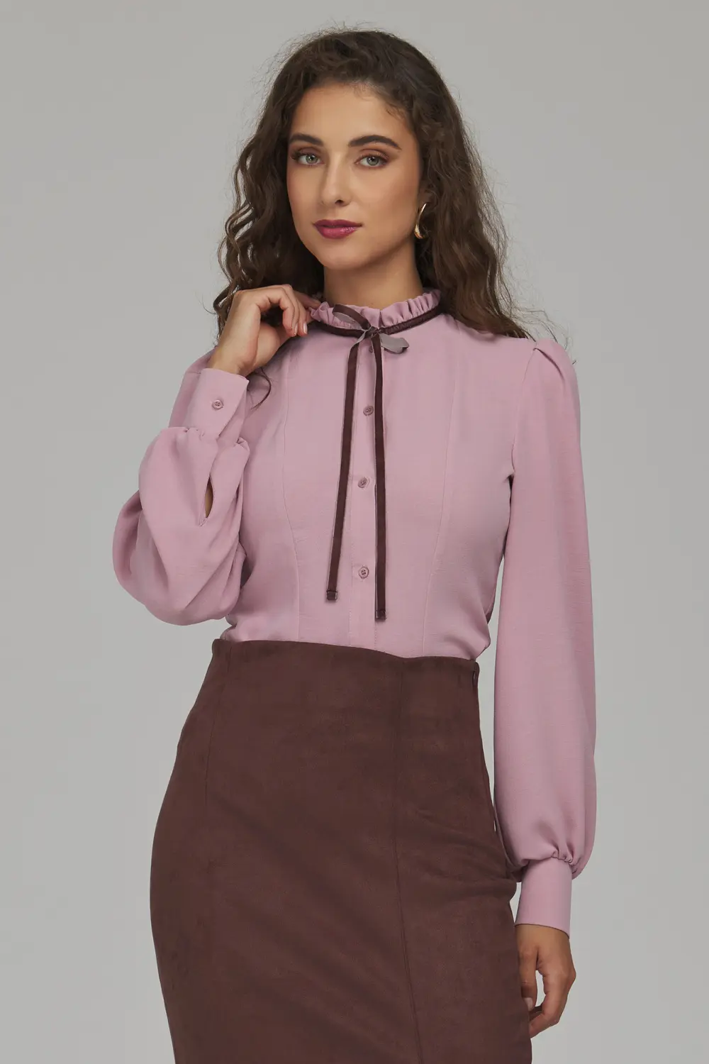 Chemise manche longue rose