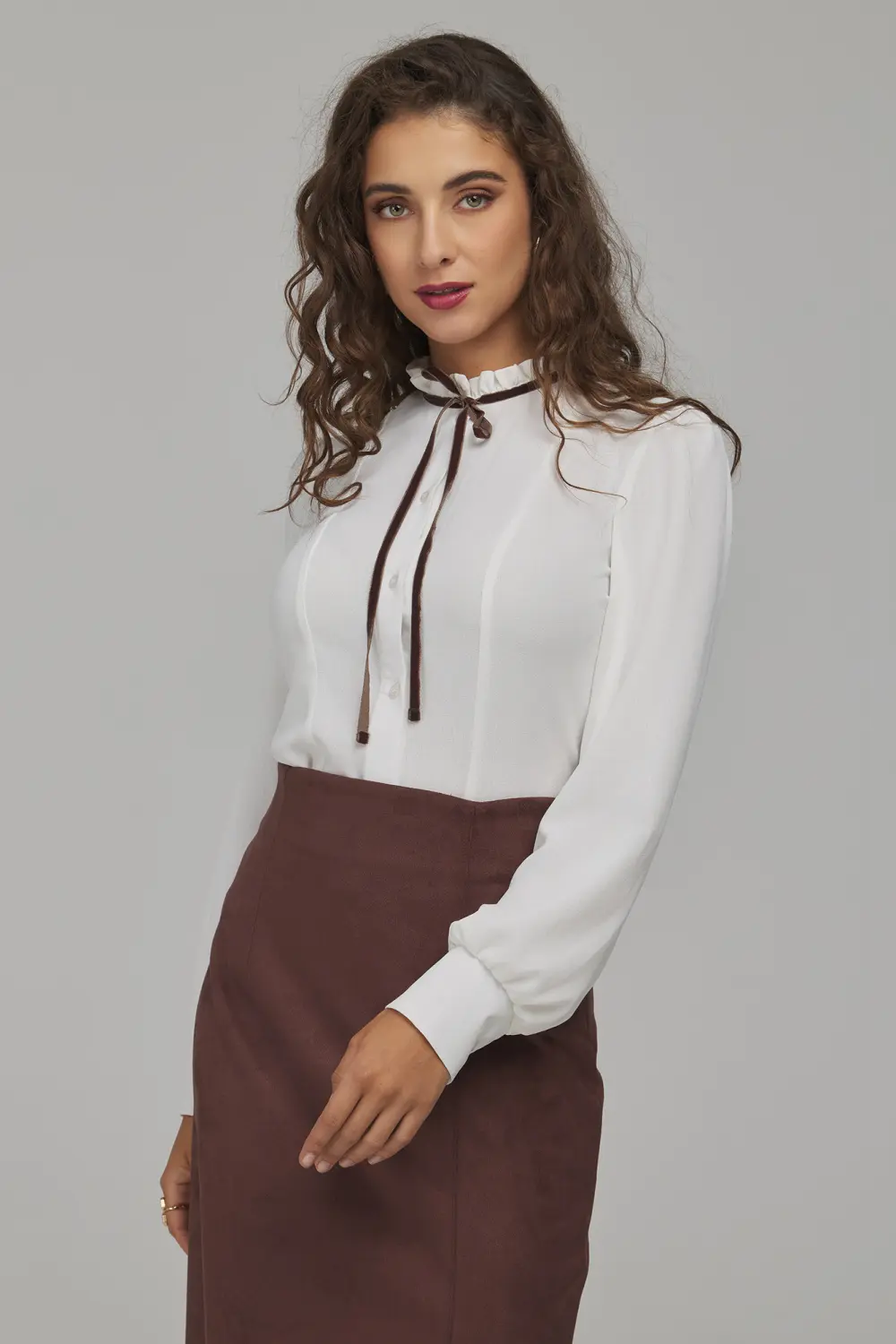 Chemise manche longue beige – Image 4