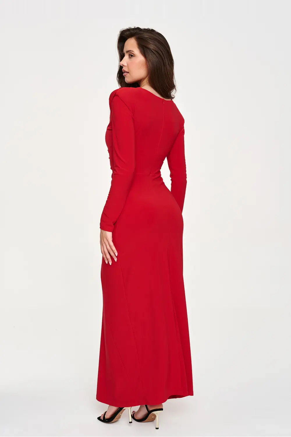 Robe longue rouge à manches longues – Image 3