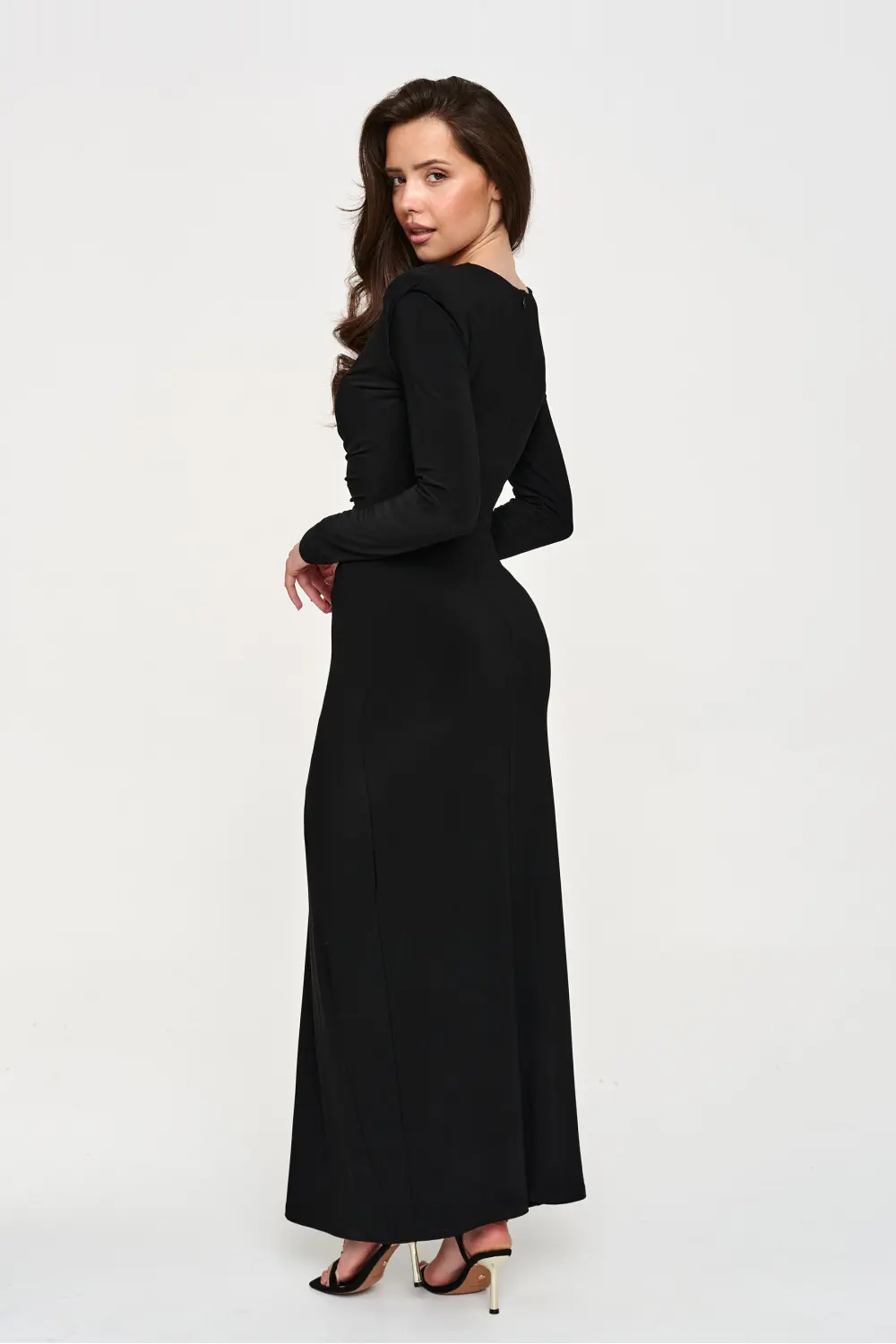 Robe longue noire à manches longues – Image 3