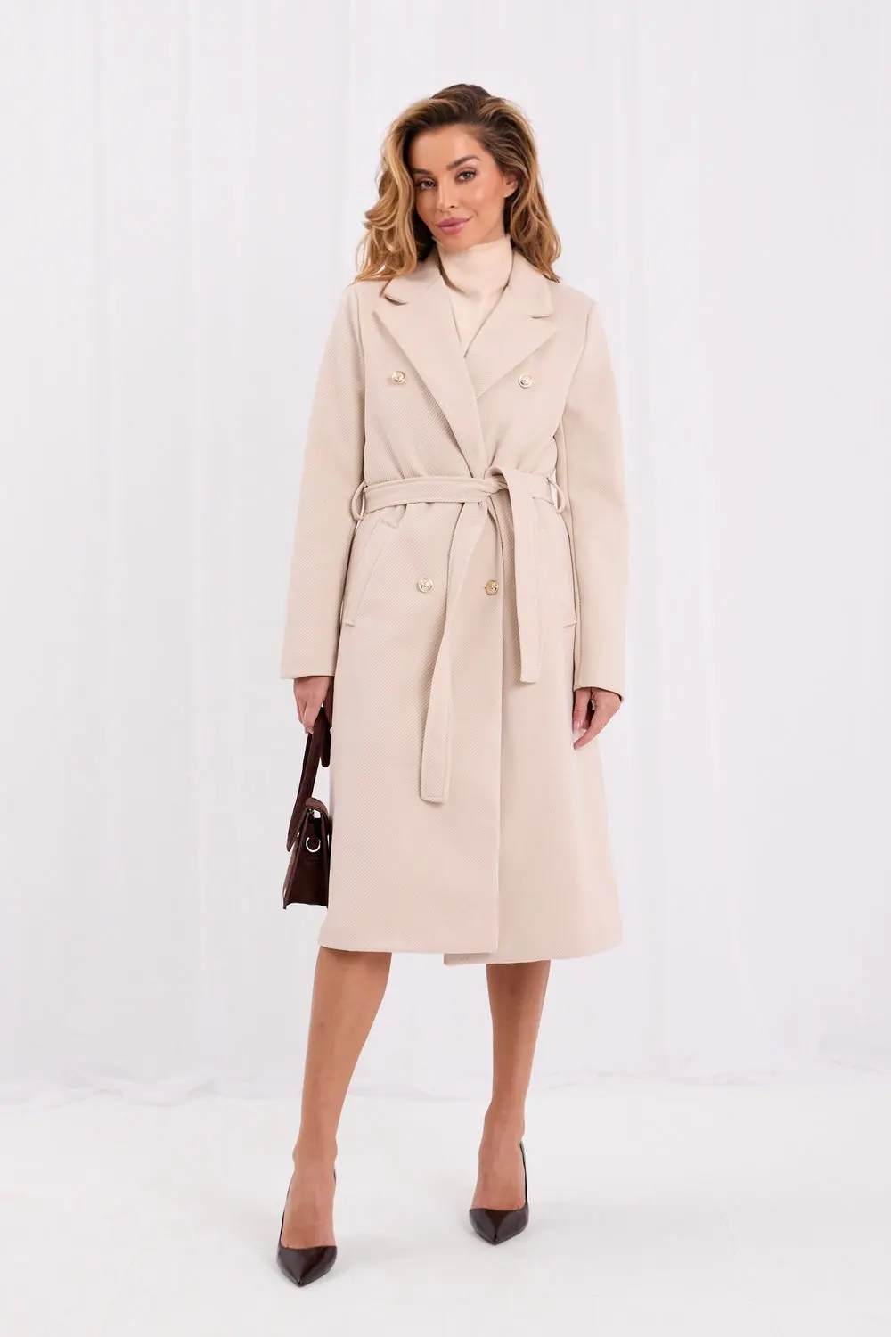 Manteau beige à double boutonnage