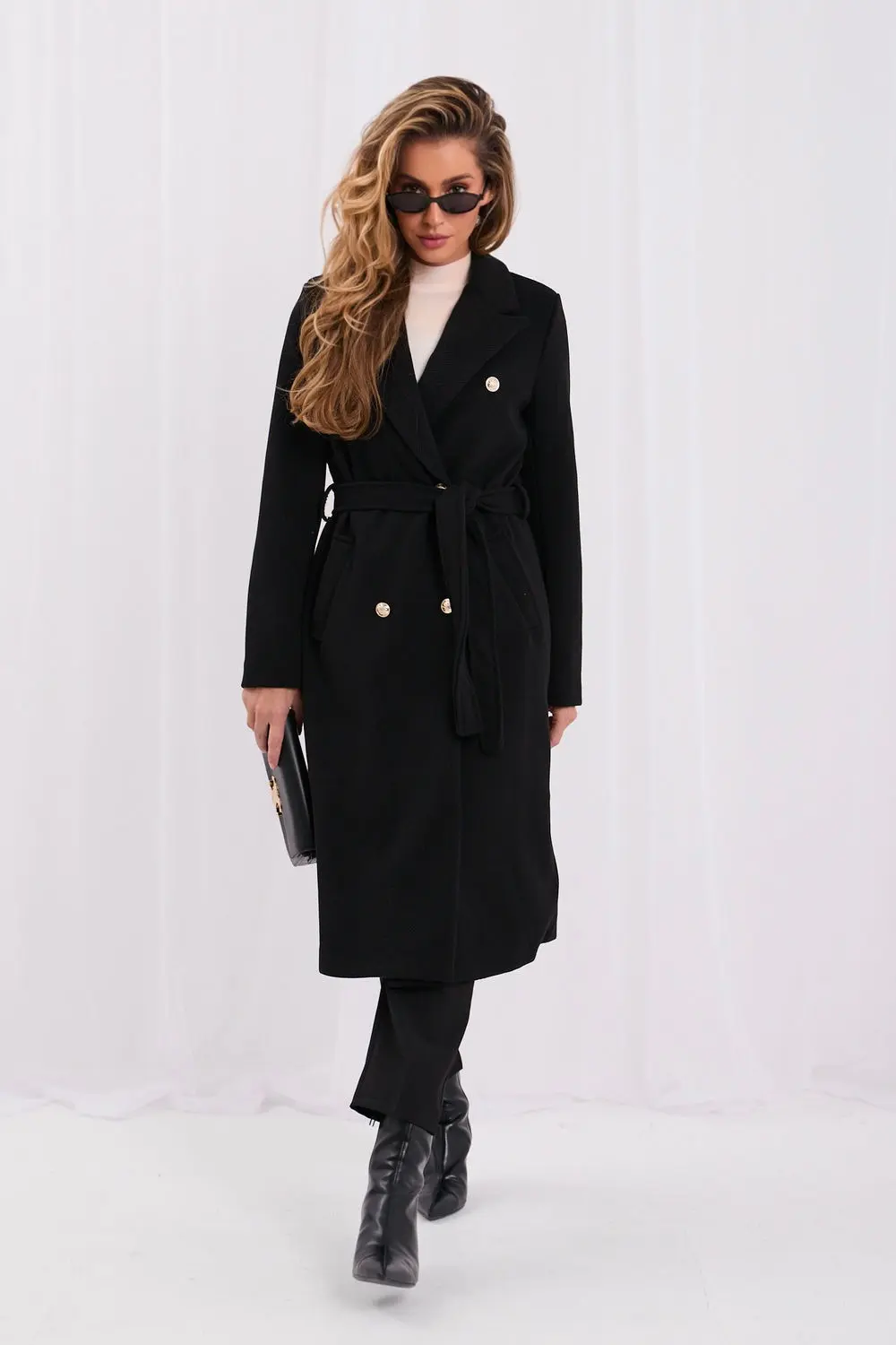 Manteau noir à double boutonnage – Image 2