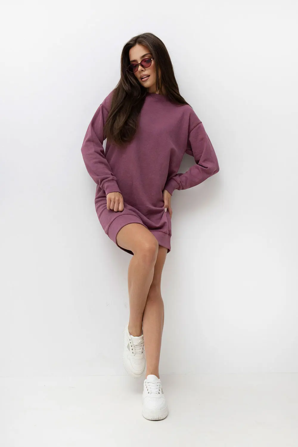 Robe sweat oversize violette