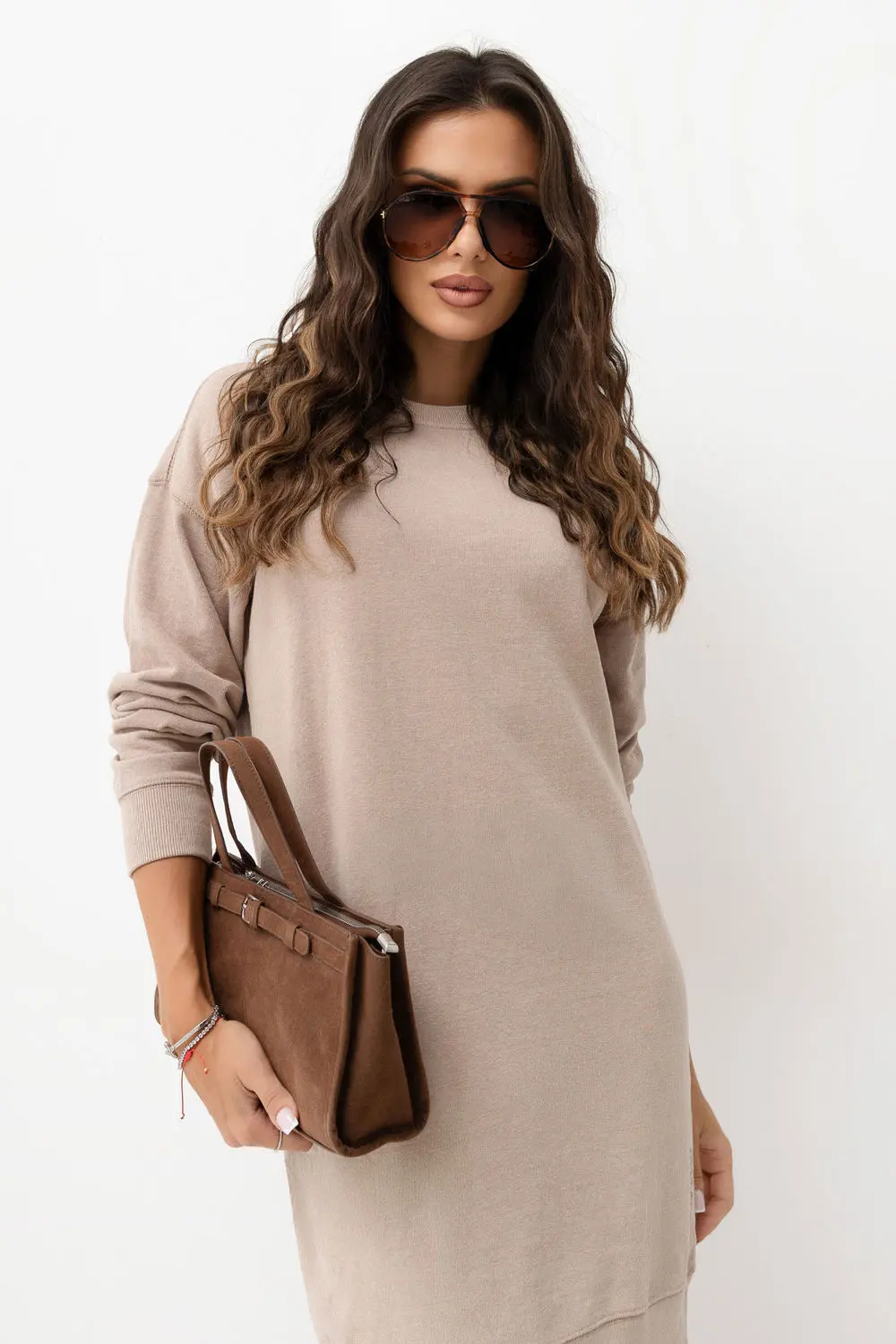 Robe sweat oversize beige