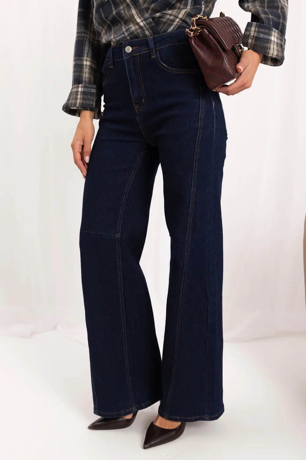 Jean large bleu marine