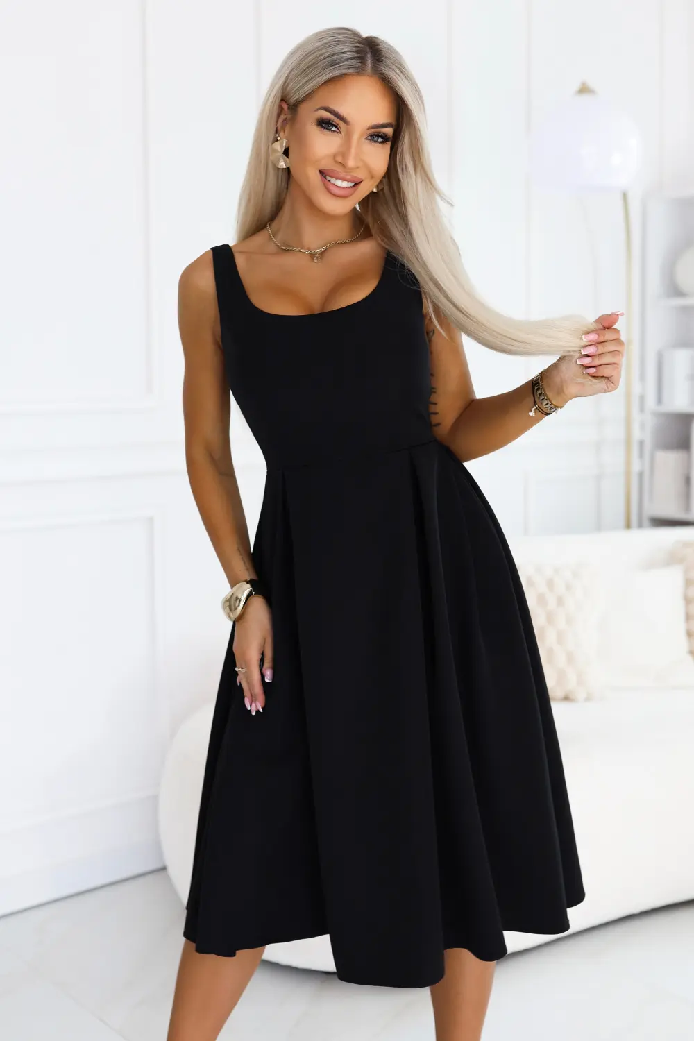 Robe de soirée midi évasée noire