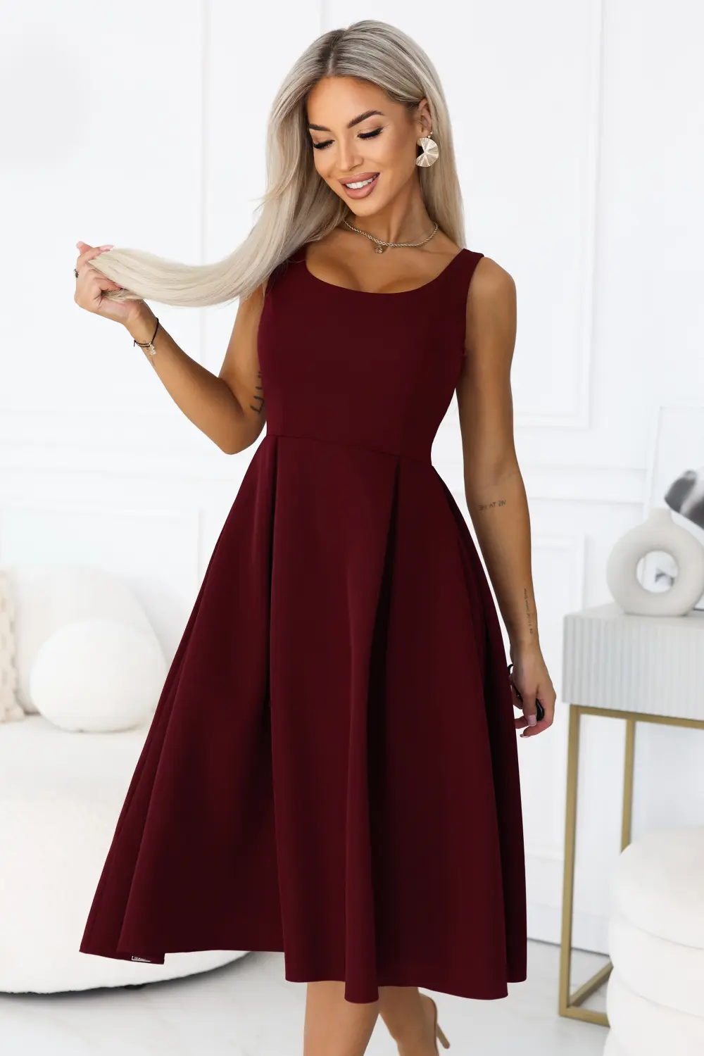 Robe de soirée midi évasée rouge