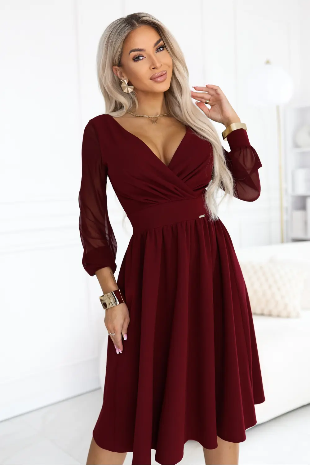 Robe de soirée midi évasée rouge