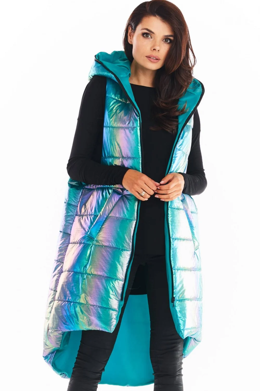 Gilet bleu à capuche