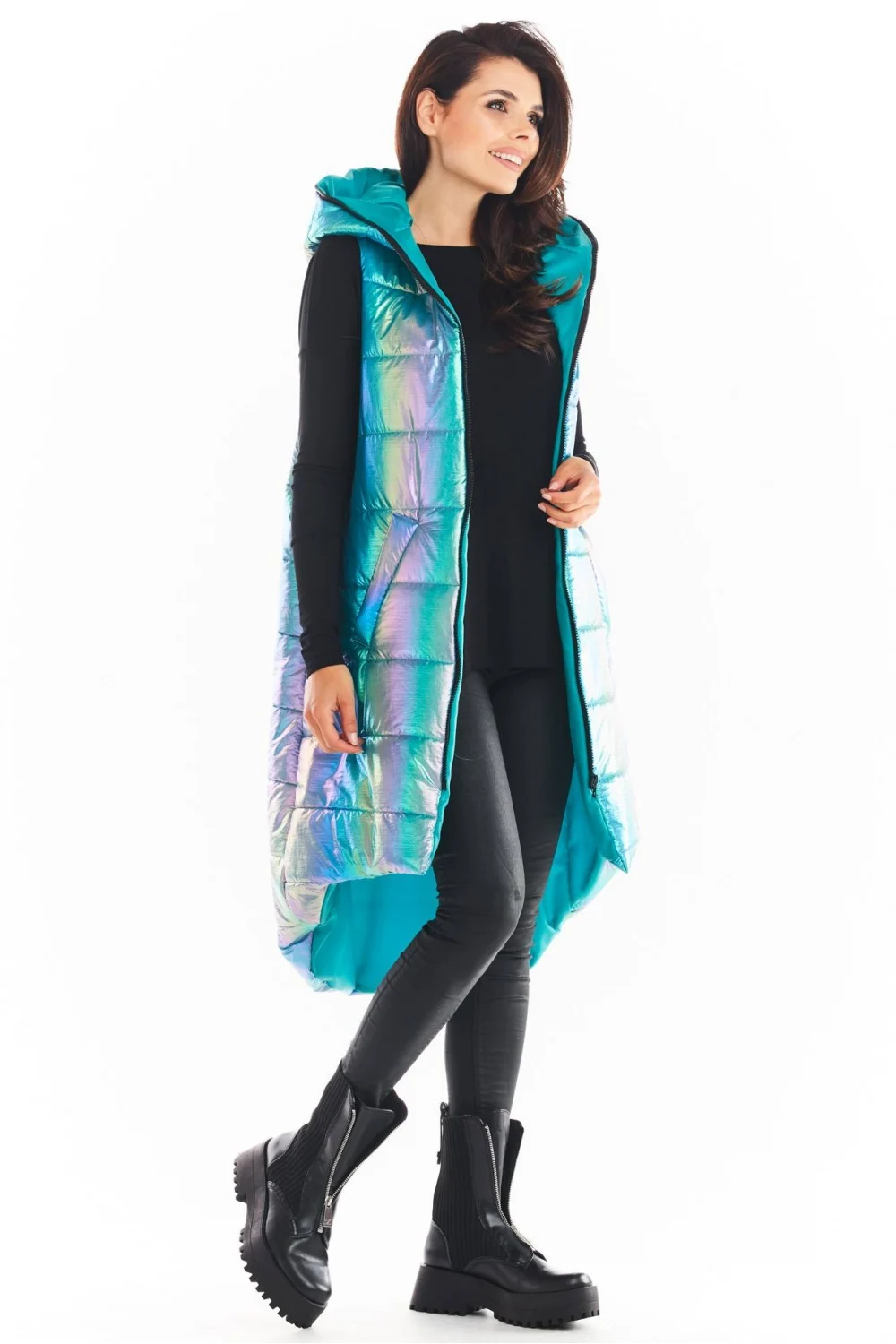 Gilet bleu à capuche – Image 3