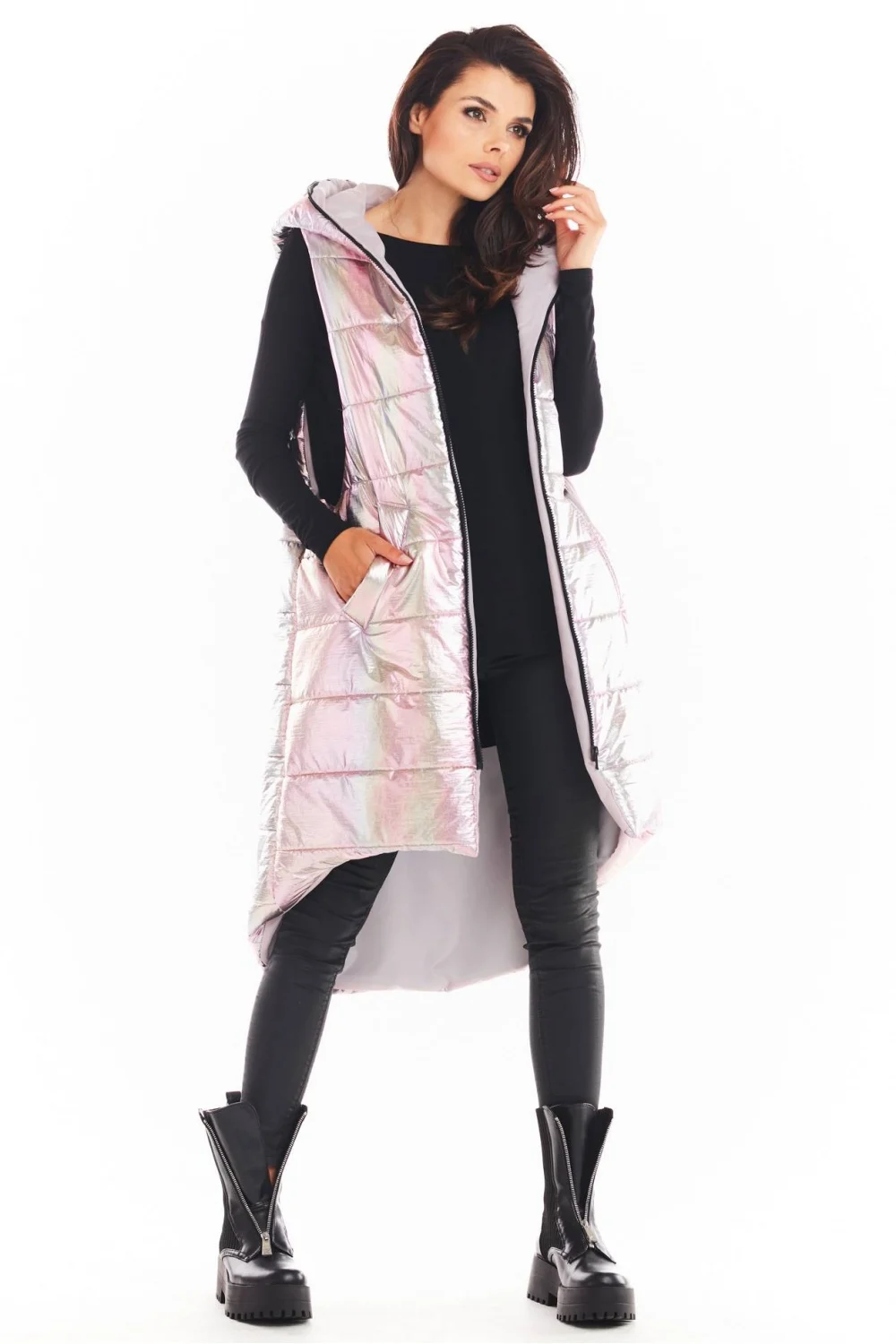 Gilet rose à capuche – Image 4