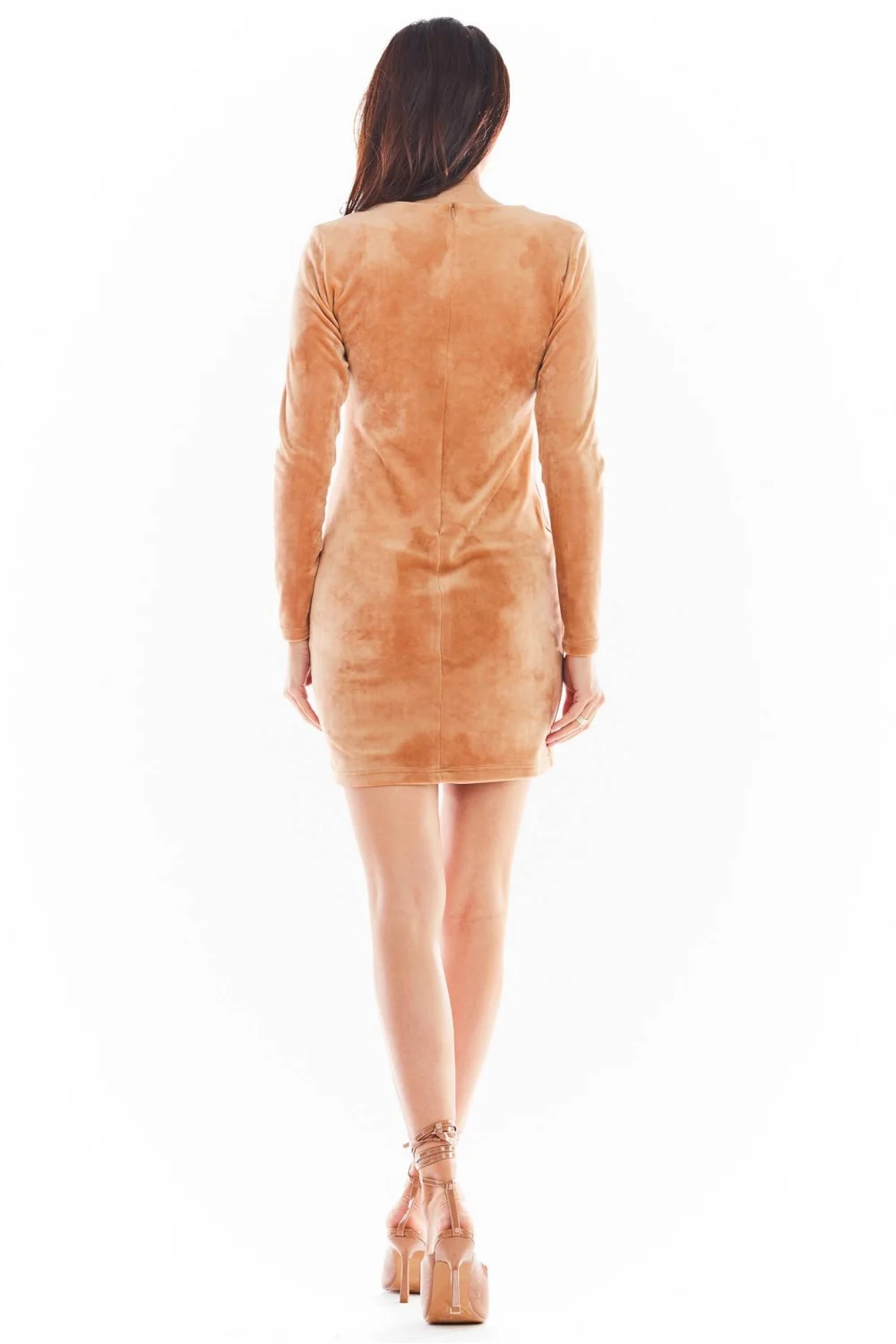 Robe courte beige en velours – Image 3