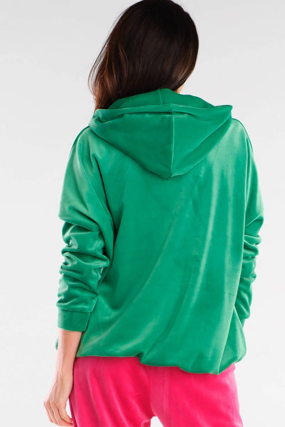 Sweatshirt à capuche oversize vert – Image 3