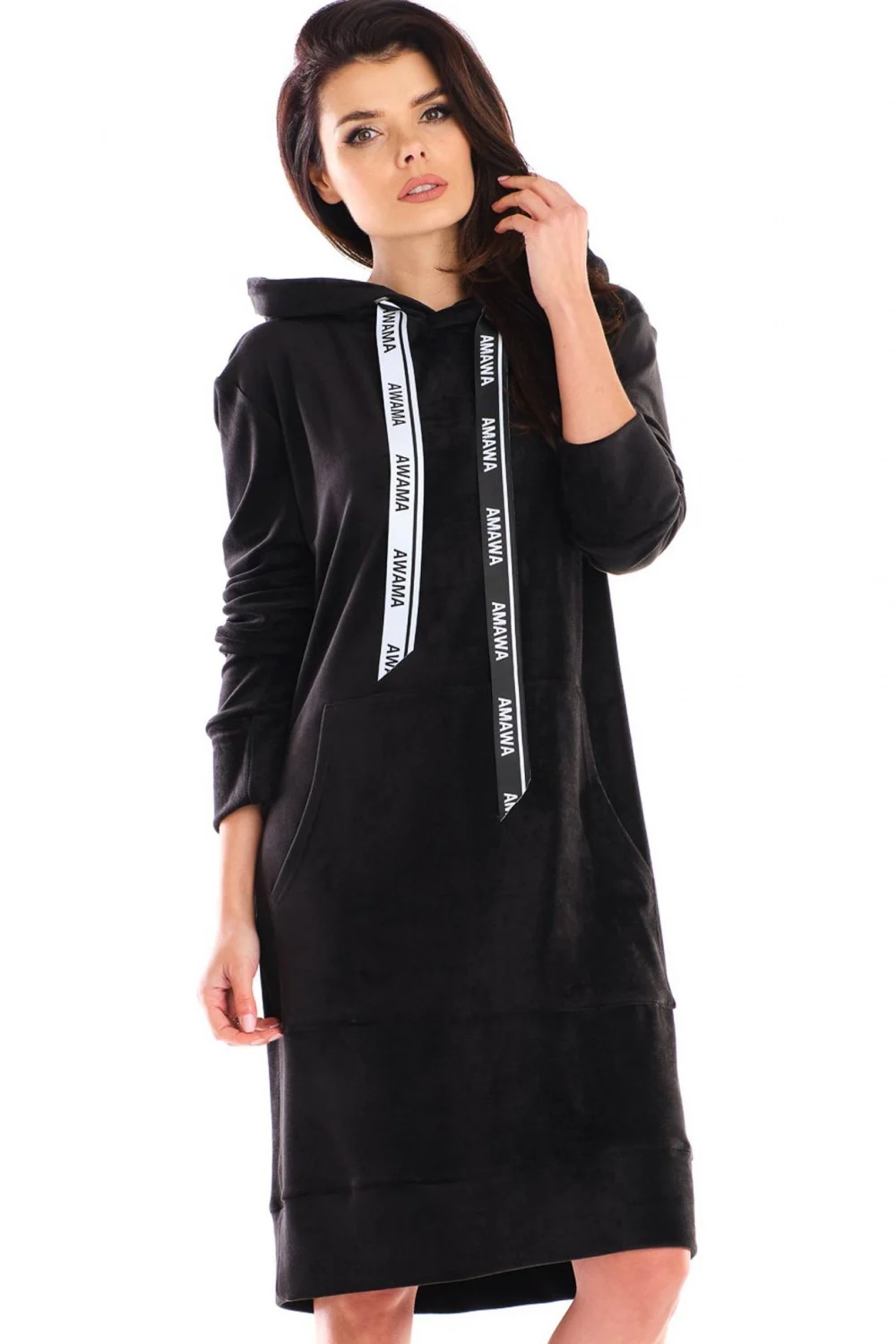 Robe midi noire en velours