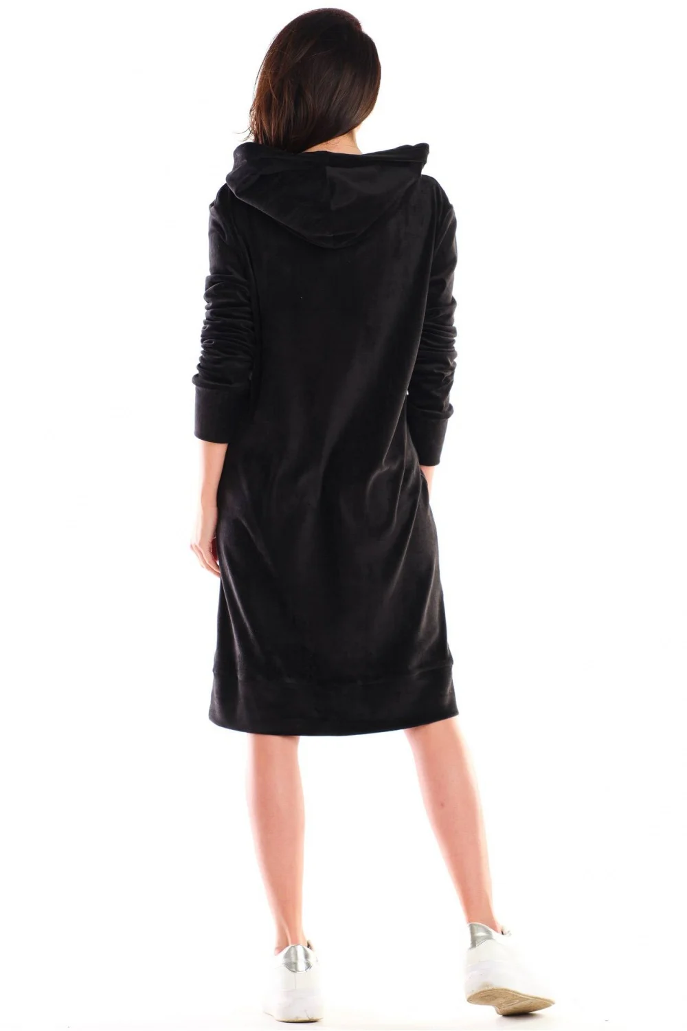 Robe midi noire en velours – Image 3