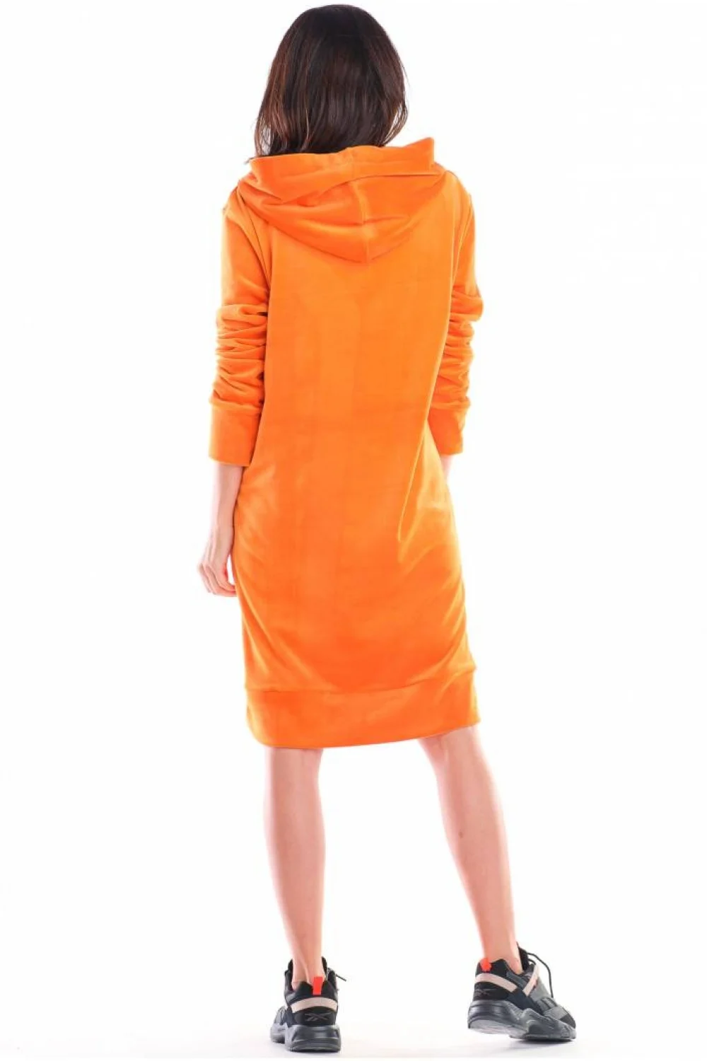 Robe midi orange en velours – Image 3