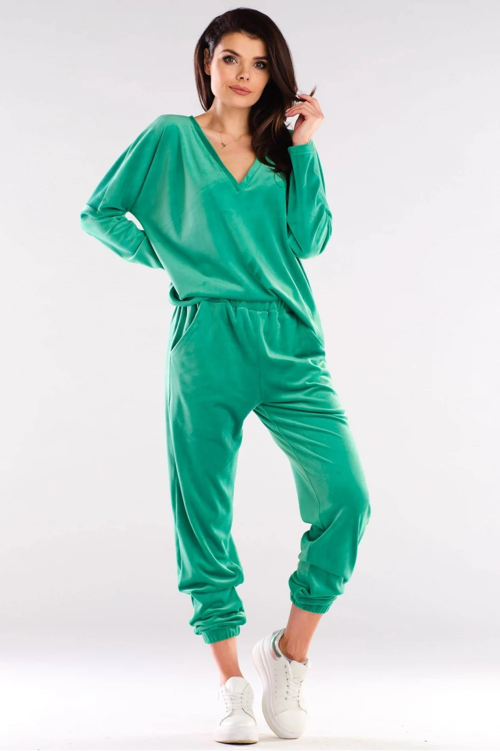Sweatshirt oversize vert à manches longues – Image 2