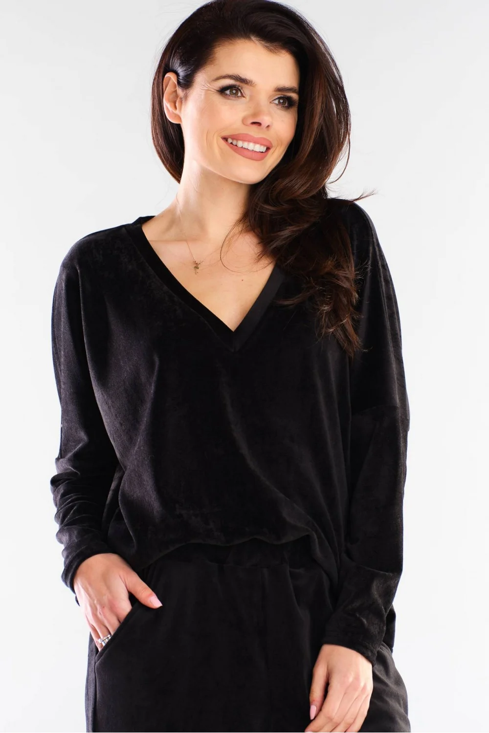 Sweatshirt oversize noir à manches longues