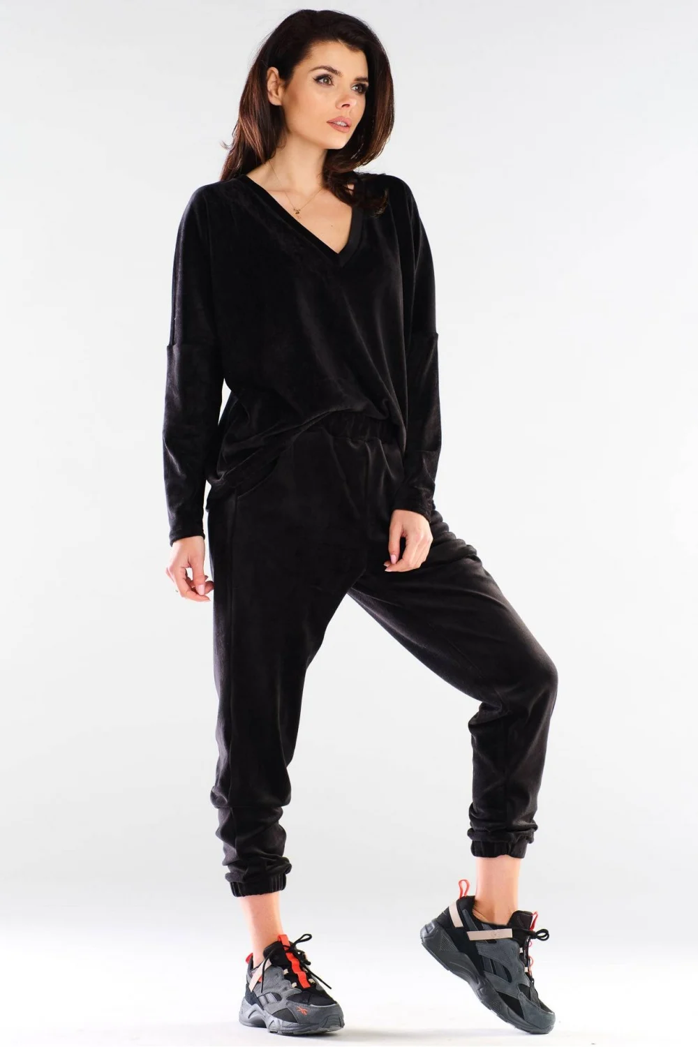 Sweatshirt oversize noir à manches longues – Image 2